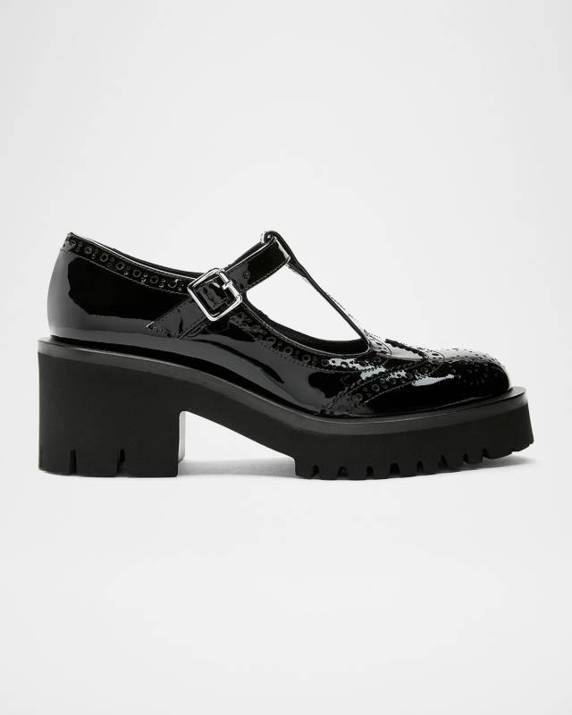 Tree Patent Leather T-Strap Mary Jane Loafers